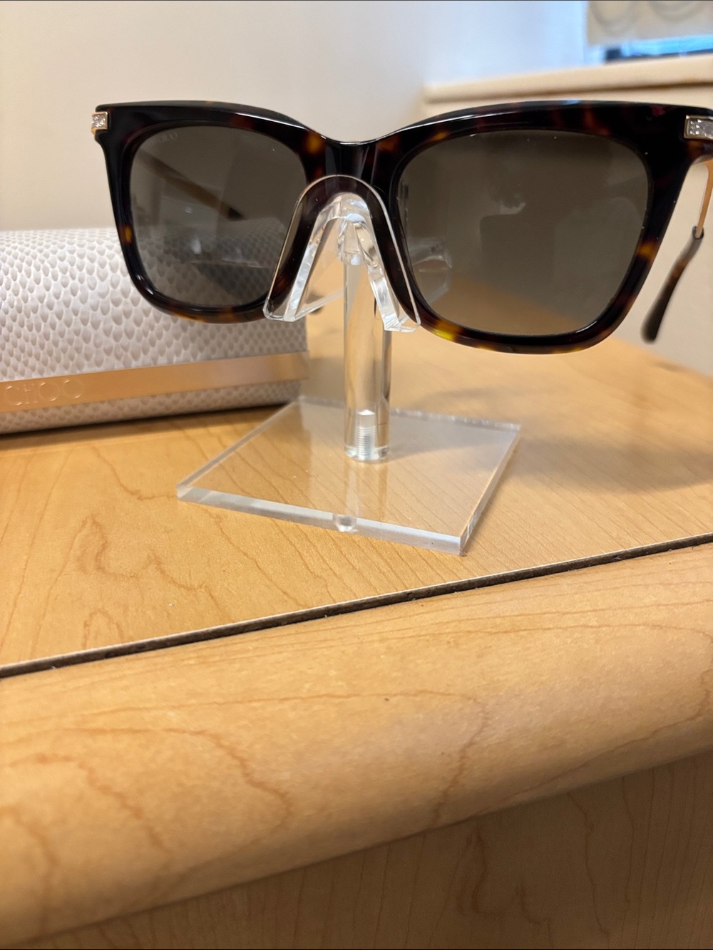 Jimmy Choo Tortoiseshell Frame Sunglasses with Dark Lenses